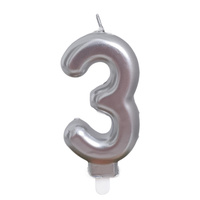 Świeczka urodzinowa 26494 cyfra srebrny 3