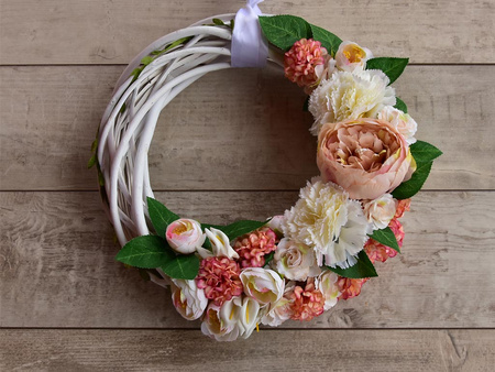 Wianek wiklinowy 27410 biały 40cm