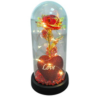 Wieczna RÓŻA 27594 LED z sercem czerwony 19cm