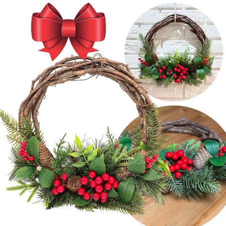 Wianek świąteczny 27393 OWOCE pleciony 30cm