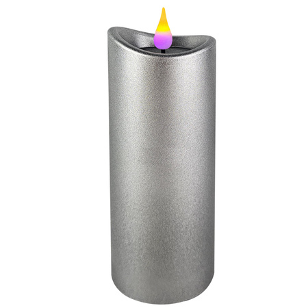 Świeca LED różowy płomień 1/24/WAX srebrny 12x5cm