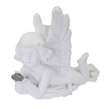 Figurka ANIOŁ AT98-13B5005B biały leżący mix 12cm