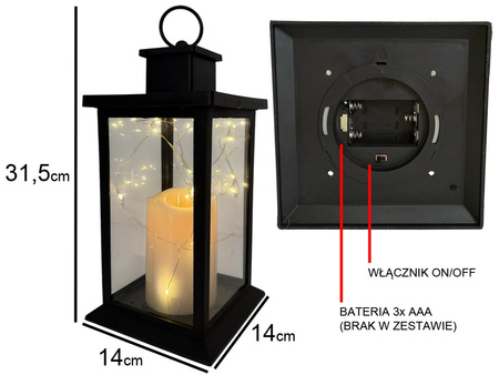 Latarnia plastikowa LED 26565 DRUCIKI czarny 28cm