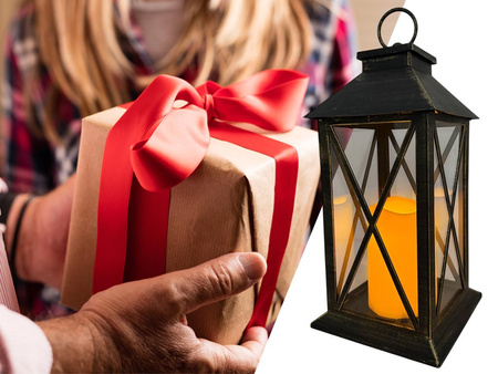 Latarnia plastikowa LED 26563 ŚWIECA czarny 29cm