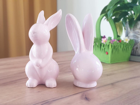 Figurka KRÓLIK C139951 uszy ceramika różowy 17,5cm