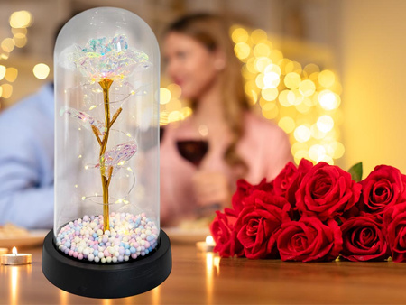 Wieczna RÓŻA led 26702 pojed.kulki różowy 21,5cm