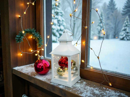 Latarnia plastikowa LED 27208 BOMBKI biały 23,5cm