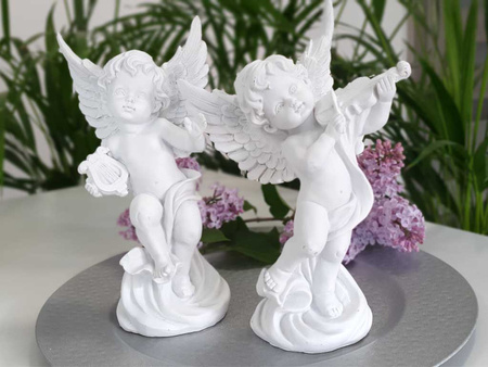 Figurka ANIOŁ AT98-12B3564B biały z harfą mix 23cm
