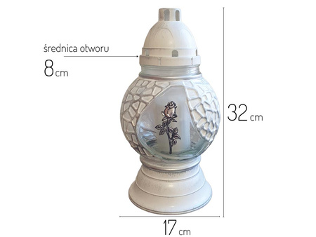 Znicz K-6456 KULA pleciona MAŁA biały/srebr (3szt)