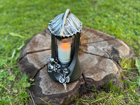 Znicz K-8399 LAMPA z liściem srebrny (5szt)