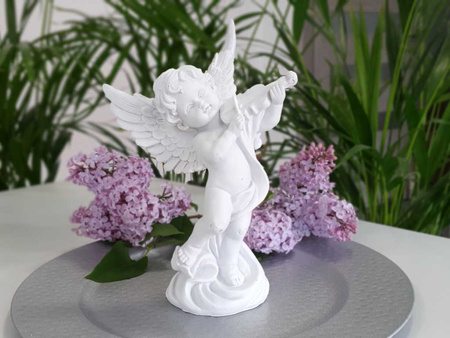 Figurka ANIOŁ AT98-12B3564B biały z harfą mix 23cm