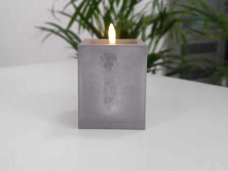 Świeca LED beton kwadrat 40/23/NWH szary 10x8cm