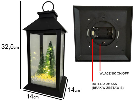 Latarnia plastikowa LED 26564 CHOINKI czarny 29cm 