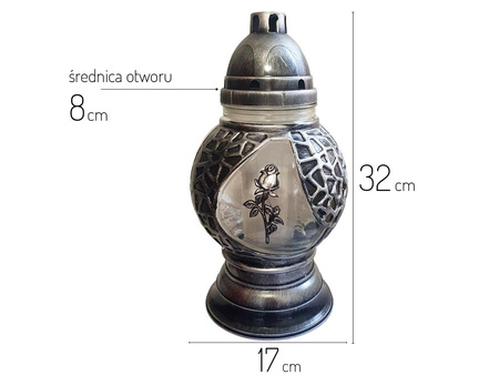 Znicz K-6449 KULA pleciona MAŁA srebrny (3szt)