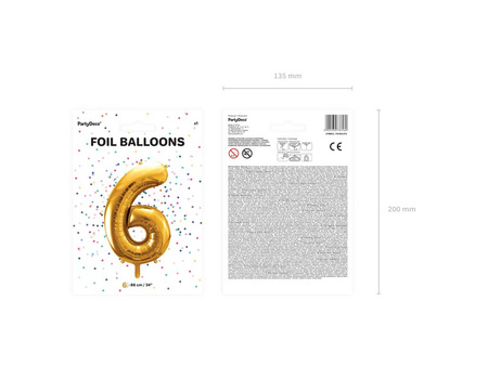 Balon foliowy cyfra FB1M-6-019 6 złoty 86cm