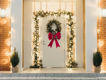 Kokarda welurowa 27353 stroik LED czerwony 46x34c