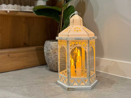 Latarnia plastikowa LED 26567 ŚWIECZKI biały 31cm