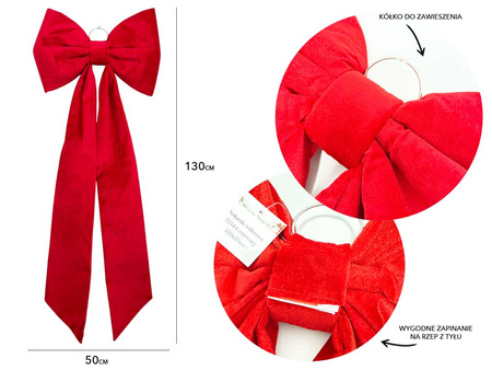 Kokarda welurowa 27344 czerwony 130x50cm