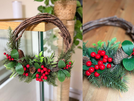 Wianek świąteczny 27393 OWOCE pleciony 30cm
