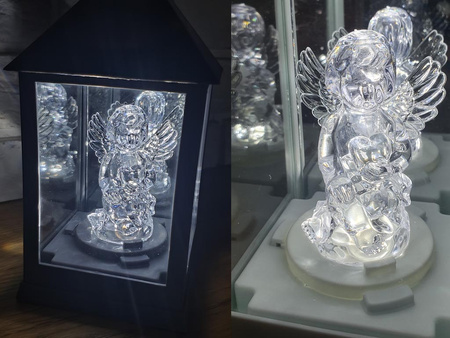 Latarnia plastikowa LED aniołek biały 23 cm
