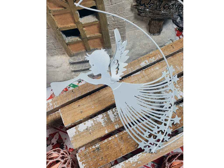 Zawieszka ANIOŁ TS352 koło metal biały 21cm