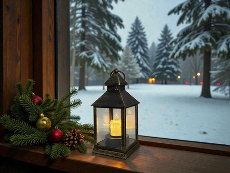 Latarnia plastikowa LED 27165 AKRYL złoty 23,5cm