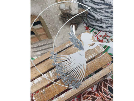Zawieszka ANIOŁ TS352 koło metal biały 21cm