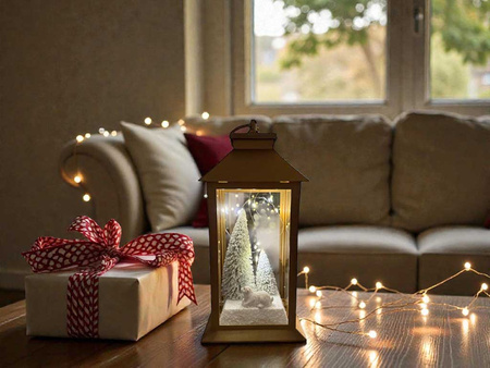 Latarnia plastikowa LED 27210 CHOINKI złoty 29cm