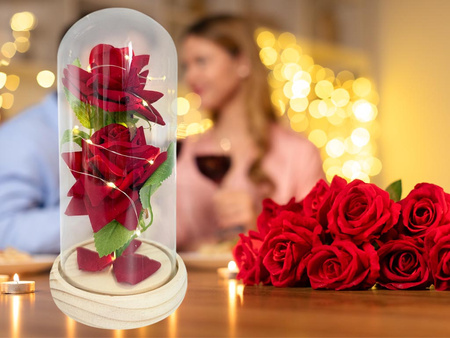 Wieczna RÓŻA led 26699 podwójna czerwony 21,5cm