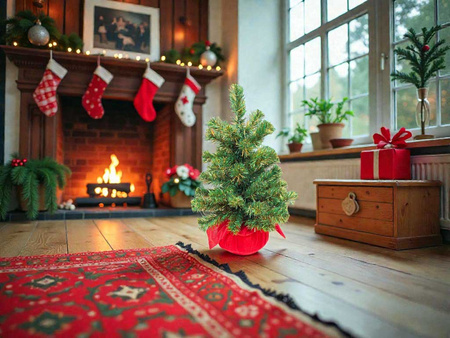 Drzewko sztuczne 27375 w czerwonym worku 50cm