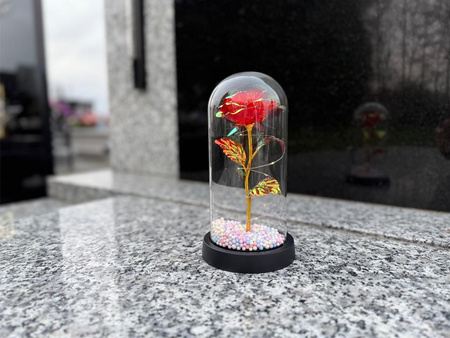 Wieczna RÓŻA led 26701 pojed.kulki czerwony 21,5cm