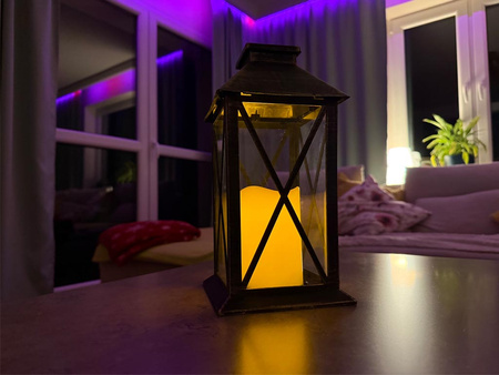 Latarnia plastikowa LED 26563 ŚWIECA czarny 29cm