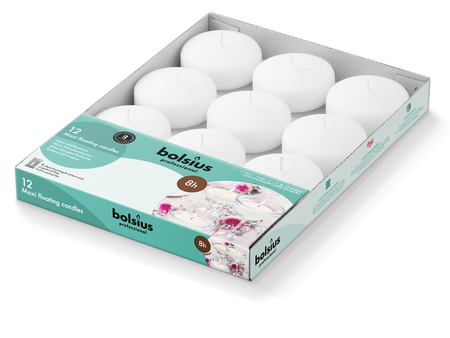 Świeca pływająca 12szt MAXI - biały BOLSIUS