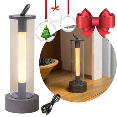 Latarnia szklana LED z kablem USB 27202 21x7,5cm