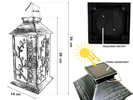 Latarnia plastikowa SOLAR 27112 czarny 28x14cm