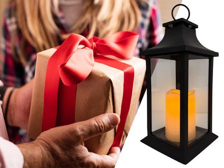 Latarnia plastikowa LED 26561 ŚWIECA czarny 29cm