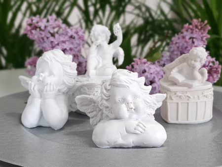 Figurka ANIOŁ CY16B181 biały myślący 18cm