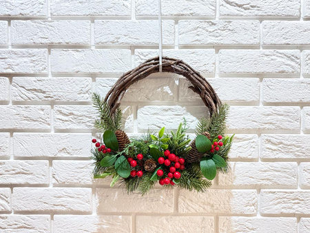 Wianek świąteczny 27393 OWOCE pleciony 30cm