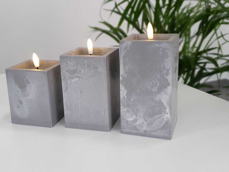 Świeca LED beton kwadrat 40/23/NWH szary 10x8cm