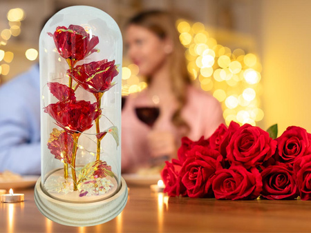 Wieczna RÓŻA led 26704 potrójna czerwony 21,5cm
