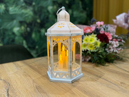 Latarnia plastikowa LED 26567 ŚWIECZKI biały 31cm