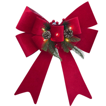 Kokarda welurowa 27353 stroik LED czerwony 46x34c