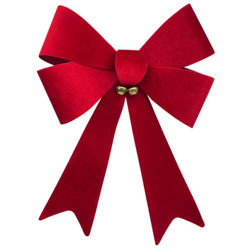 Kokarda welurowa 27349 dzwoneczki czerwony 46x33cm