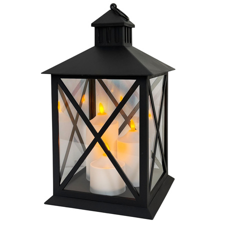 Latarnia plastikowa LED 27167 ŚWIECA czarny 40cm