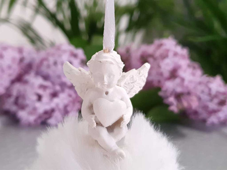 Figurka ANIOŁ LR19B-3992 biały zawieszka 8cm
