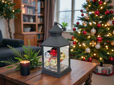 Latarnia plastikowa LED 27206 BOMBKI czarny 23,5cm