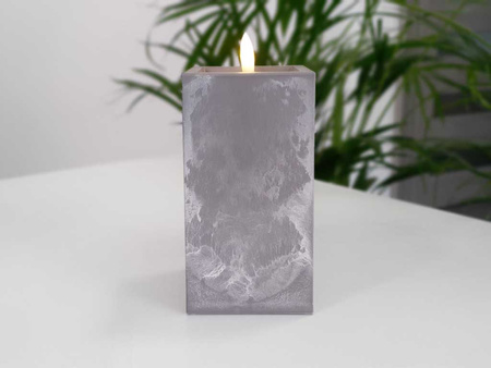Świeca LED beton kwadrat 42/23/NWH szary 15x8cm