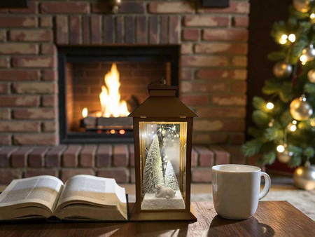 Latarnia plastikowa LED 27210 CHOINKI złoty 29cm