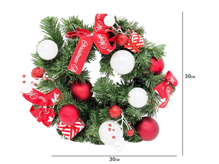 Wianek świąteczny 27365 KOKARDY i bombki 30cm