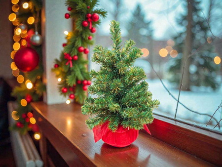 Drzewko sztuczne 27375 w czerwonym worku 50cm